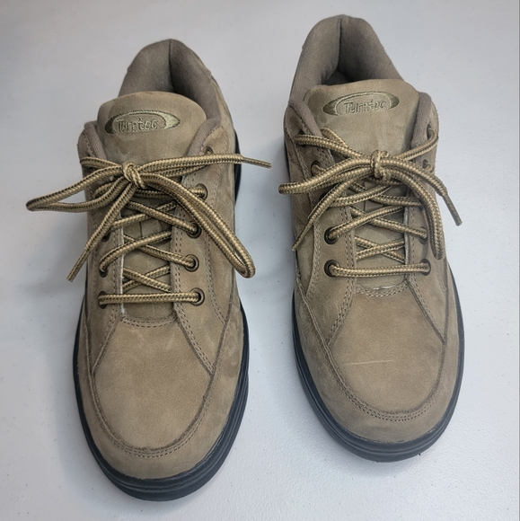 Turntec Brushed Suede Lace-up Walking Shoe, Dark Tan, NWOB, size 8 - Picture 1 of 8